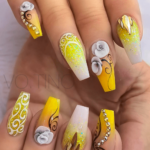 Yellow flower 3d nail art design