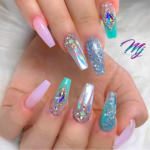 Ballerina shaped mermaid color nails