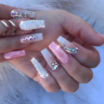 Swarovski square acrylic nail designs