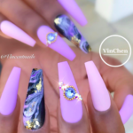 Ballerina nails in pink with marble design