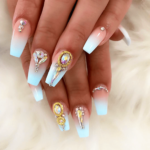 Ombre blue glow in the dark nails