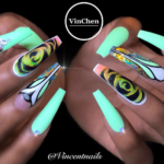 Psychedelic Coffin shaped nails