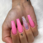 pink acrylic nail desigsn